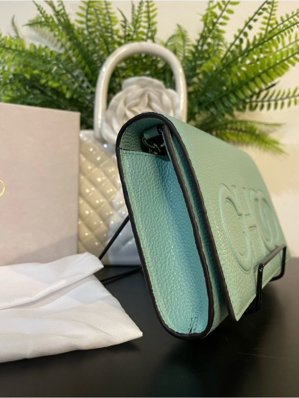 Jimmy Choo Mint Green Embossed Leather Crossbody - Picture 5 of 5